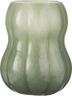 Vase m/riller Veneto gennemfarvet grønt glas
