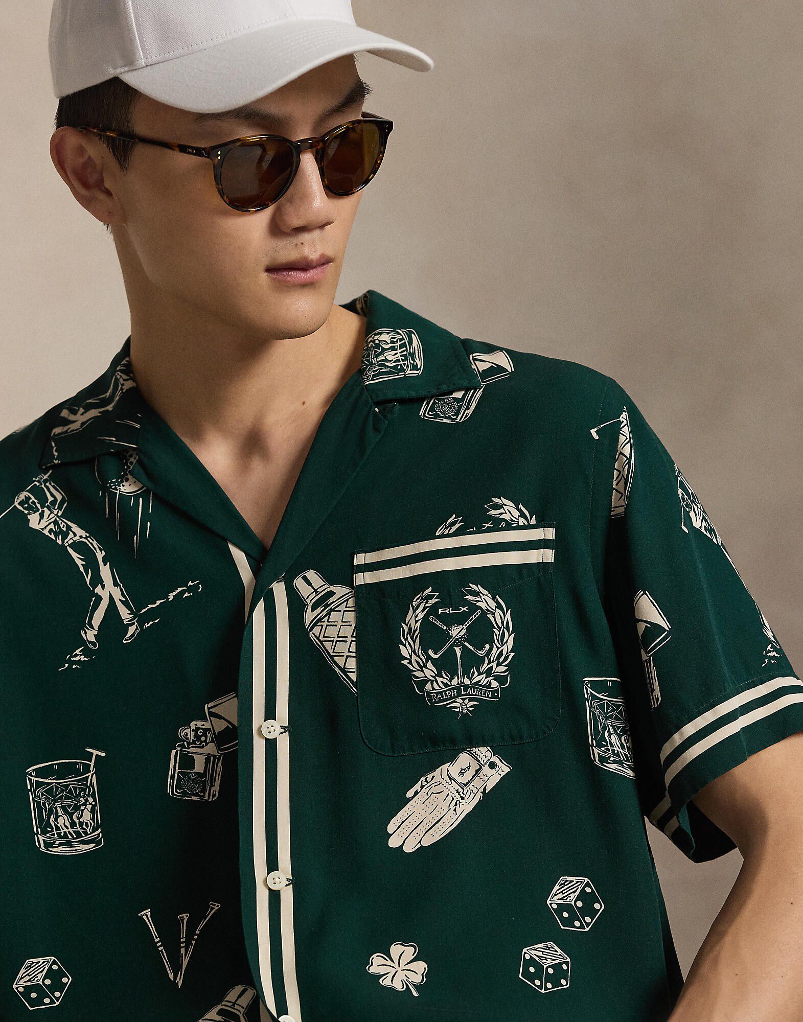 Classic Fit Golf-Print Camp Shirt