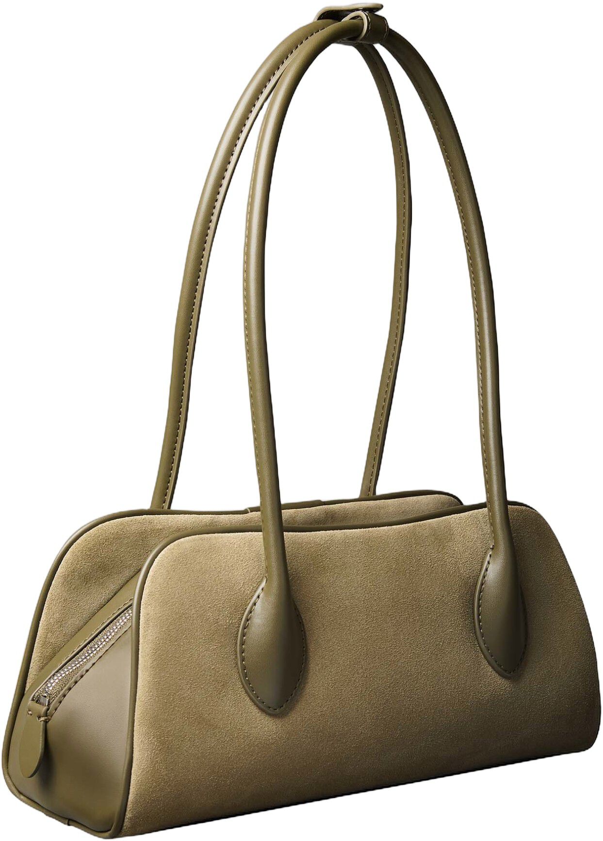 Suede Emblem Logo Shoulder Bag