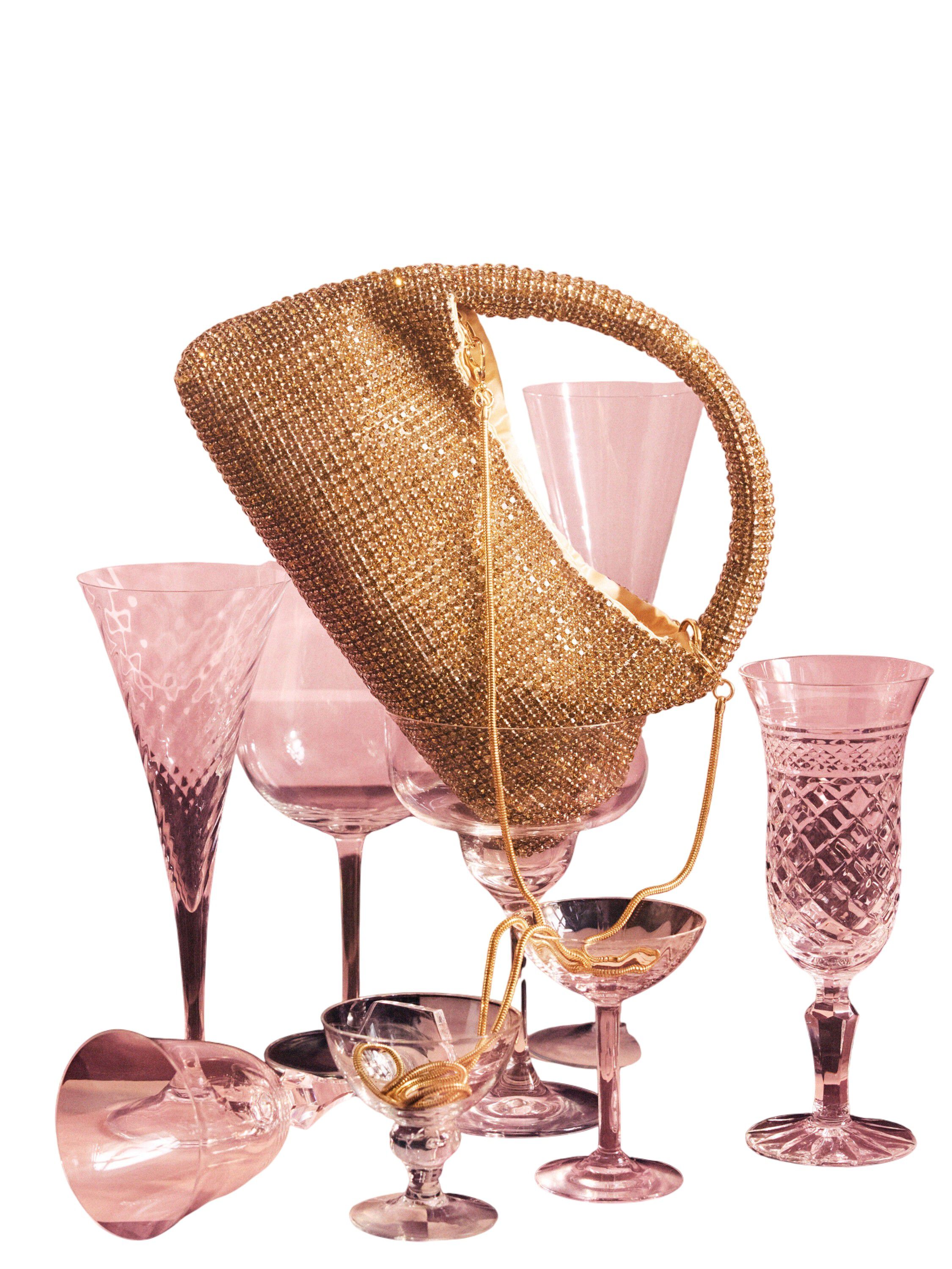 Glitrende taske med rhinsten og en