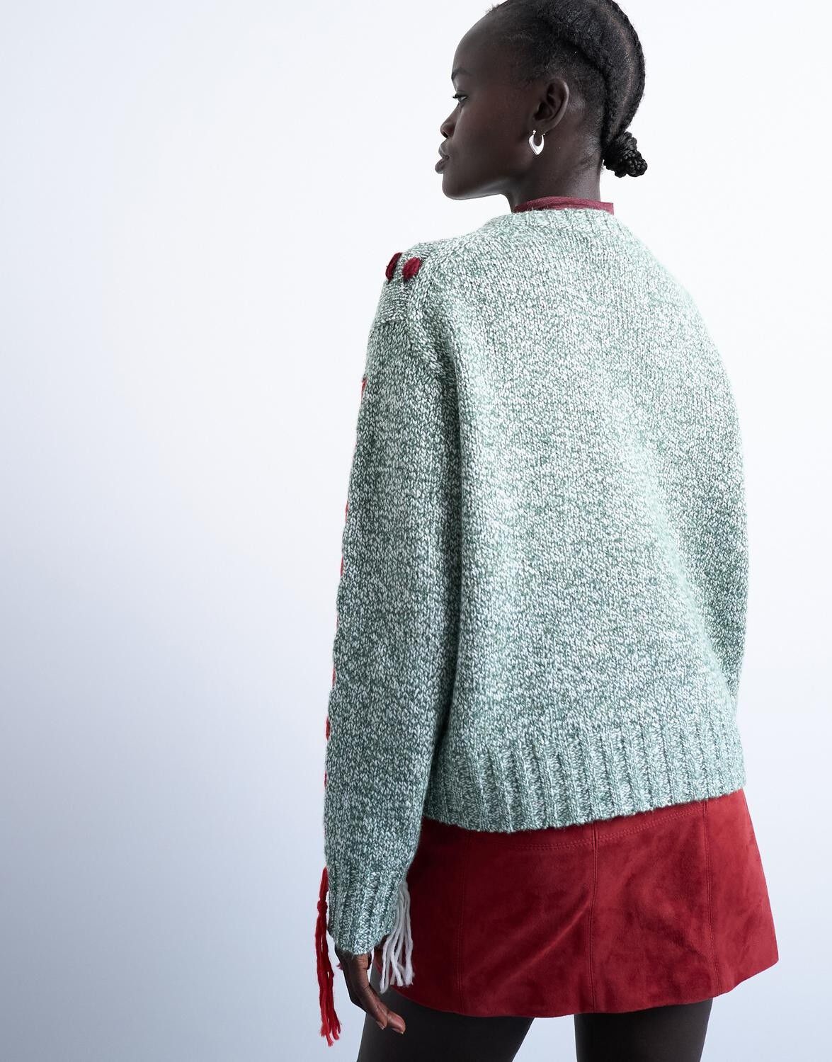 TSKIRSTEN LS EMB KNIT PULLOVER