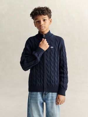 Shield Cotton Cable Zip Sweater