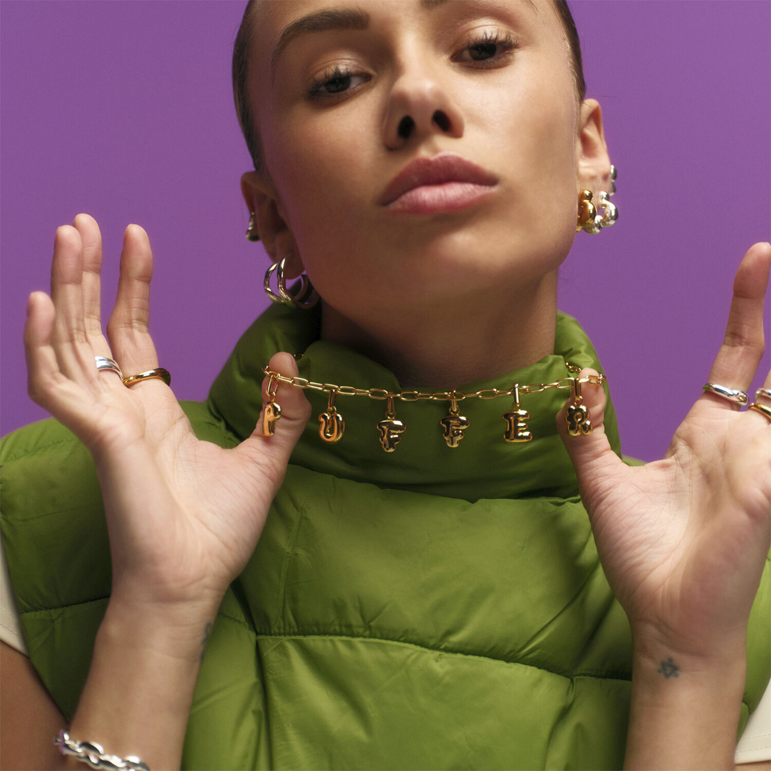 Puffer Letter Charm - E