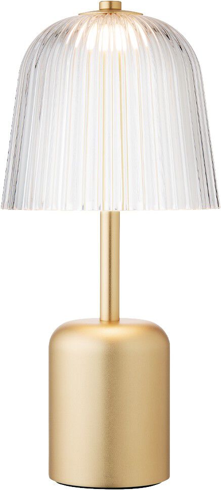 Asteea Table, portable, satin brass / ripple clear