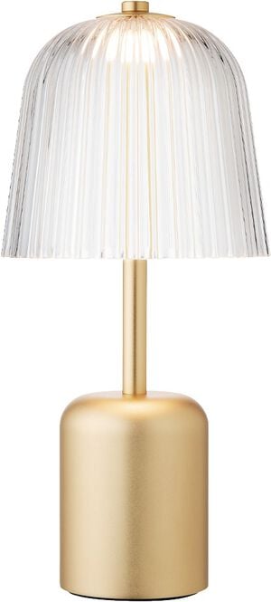 Asteea Table, portable, satin brass / ripple clear