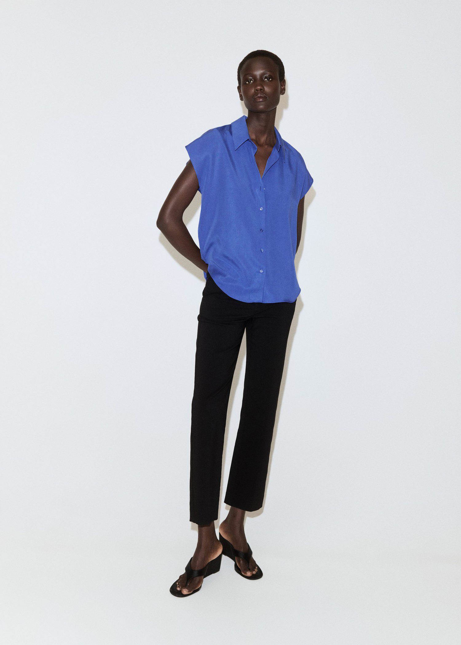 Short-sleeved lyocell shirt
