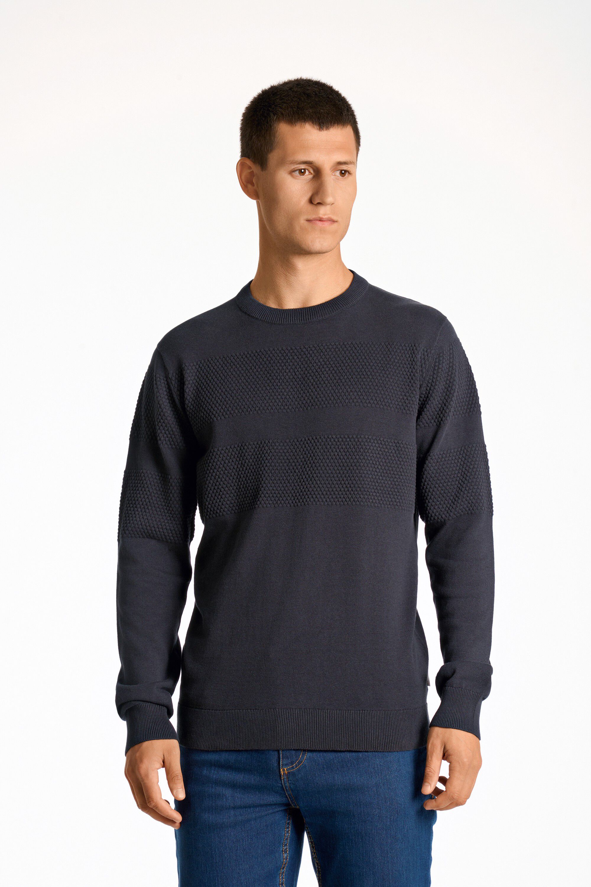 Purl knit o-neck jumper