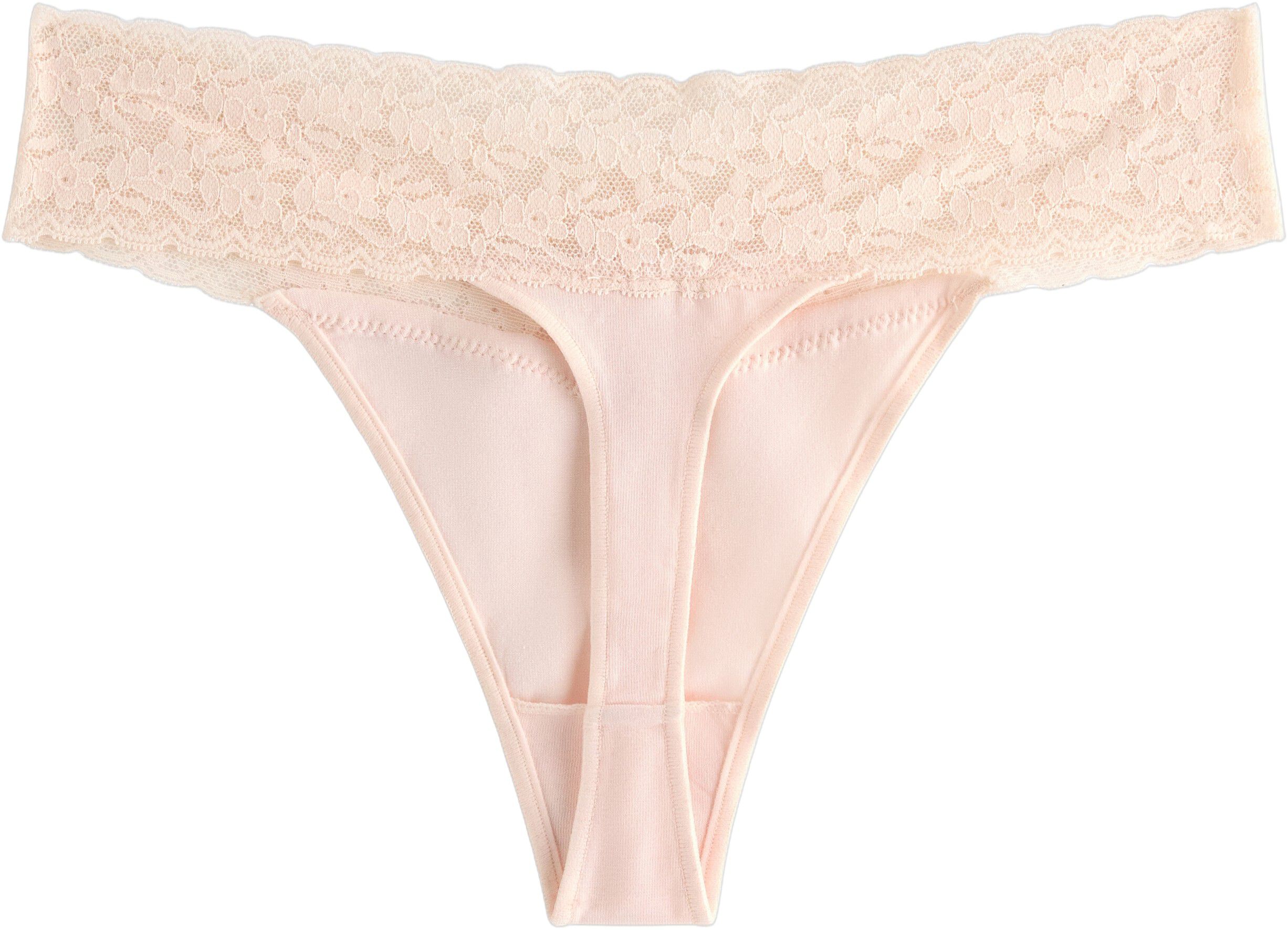 Myk tanga med blonder og lav midje.