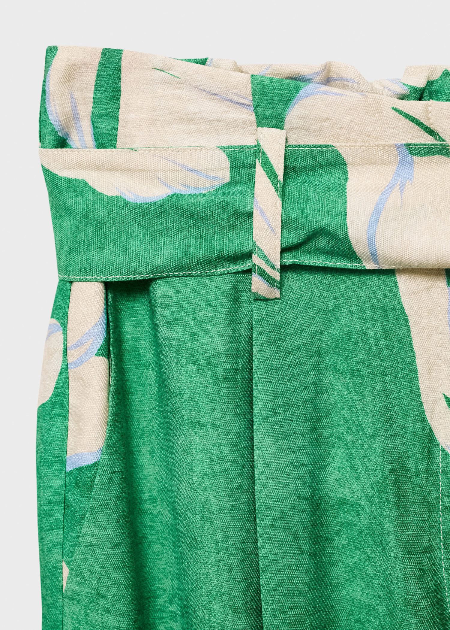 Printed trousers with belt