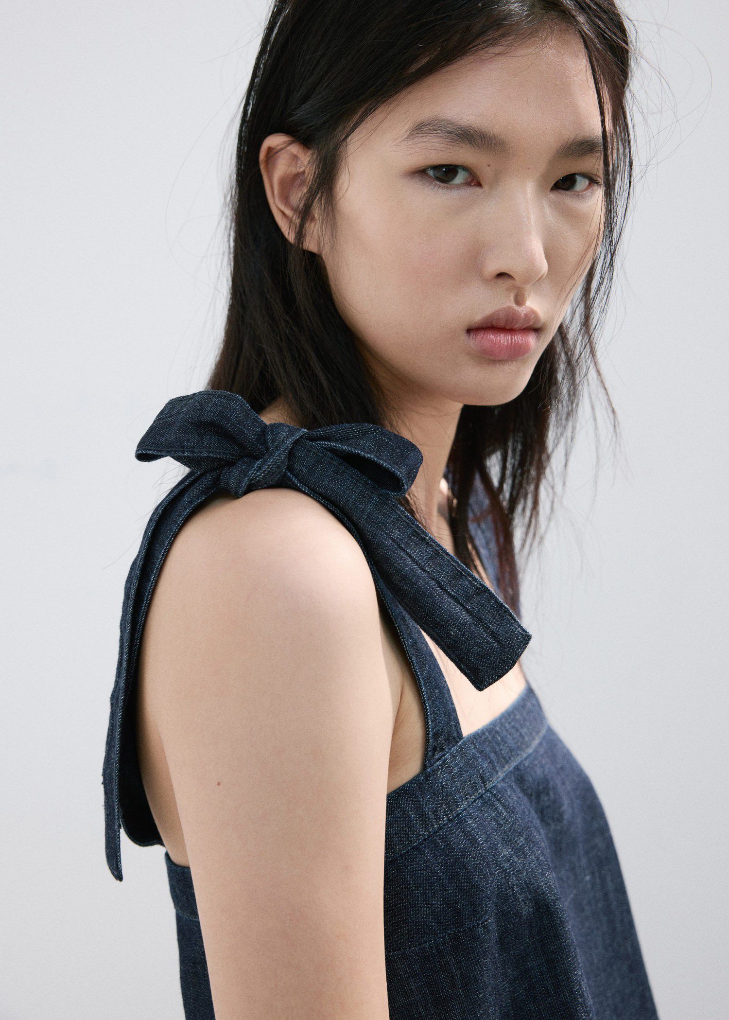 Strapless denim top