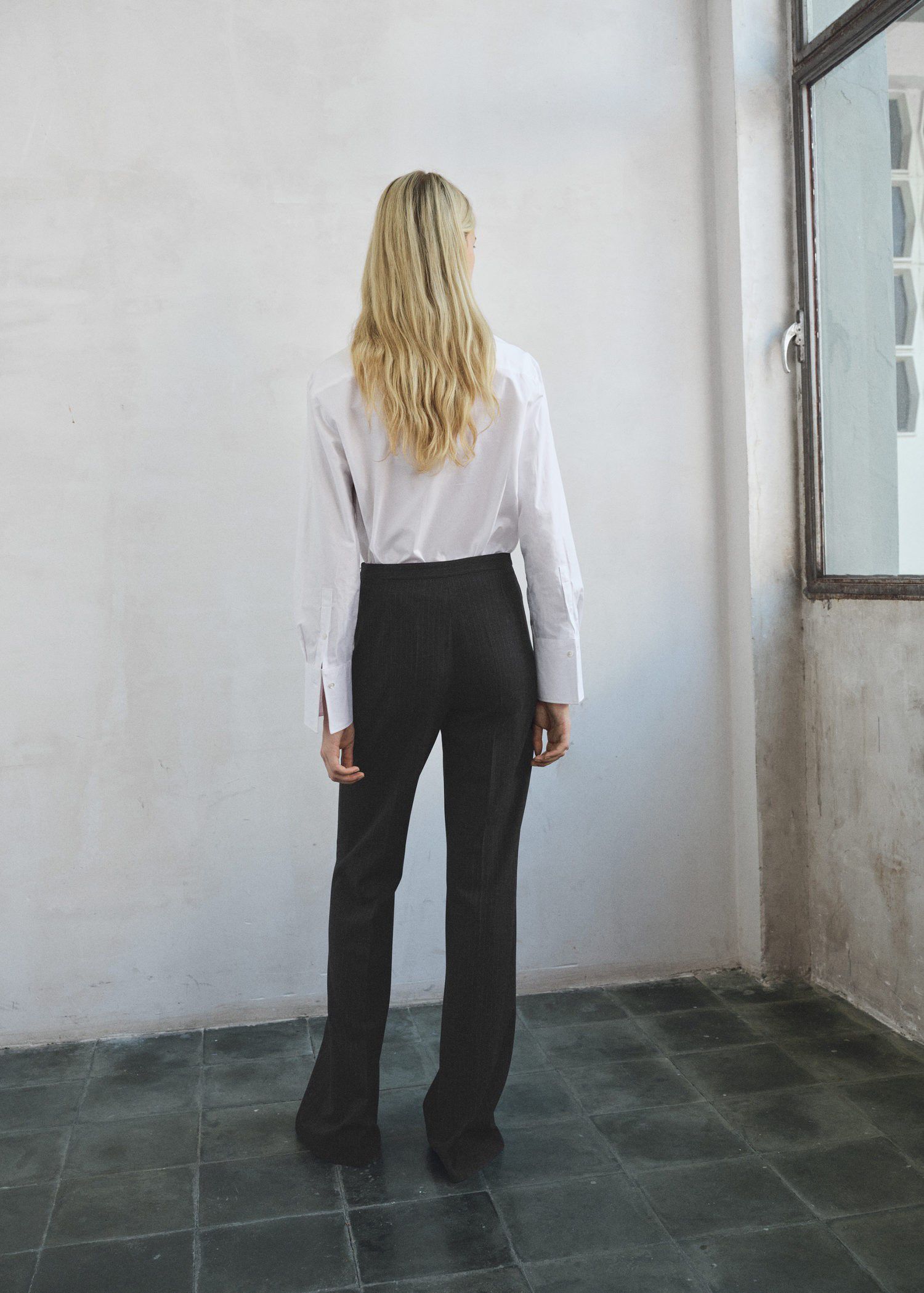 Pinstripe suit trousers