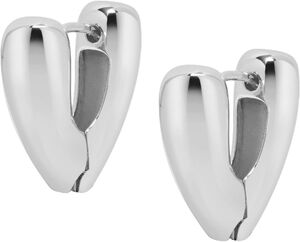 Women's Heart Hoop Earrings in Silver