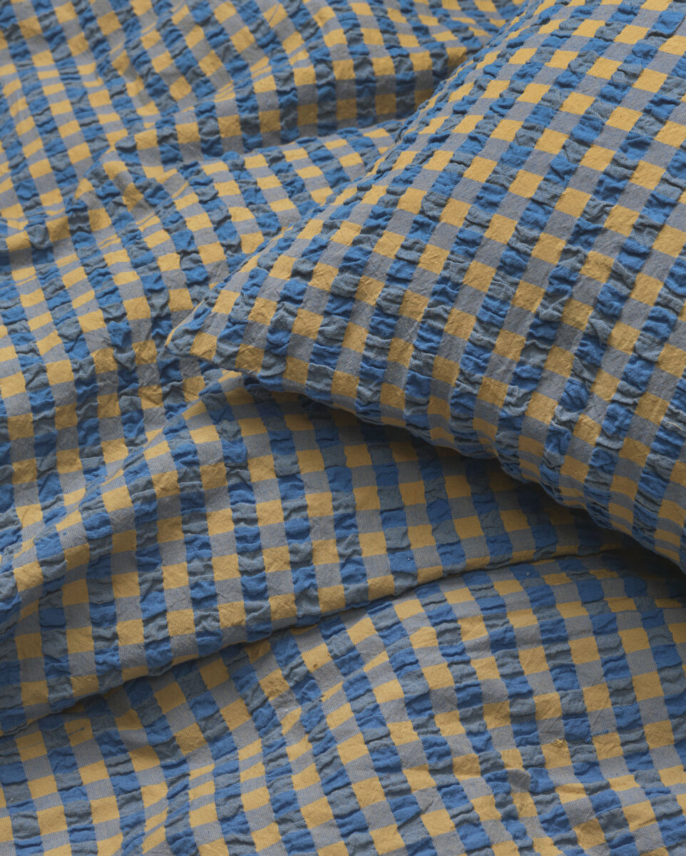 B&aelig;k&B&oslash;lge Senget&oslash;j 140x220 cm bl&aring;/okker DK