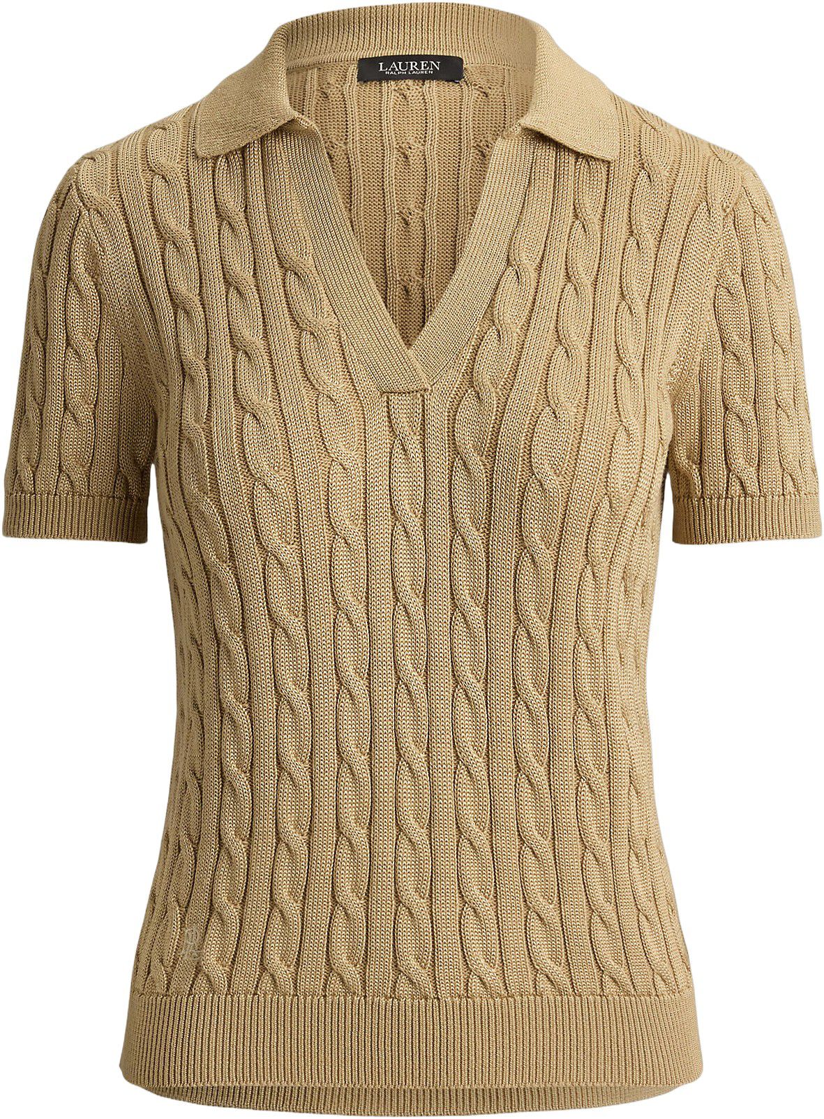 Cable Cotton-Blend Short-Sleeve Sweater