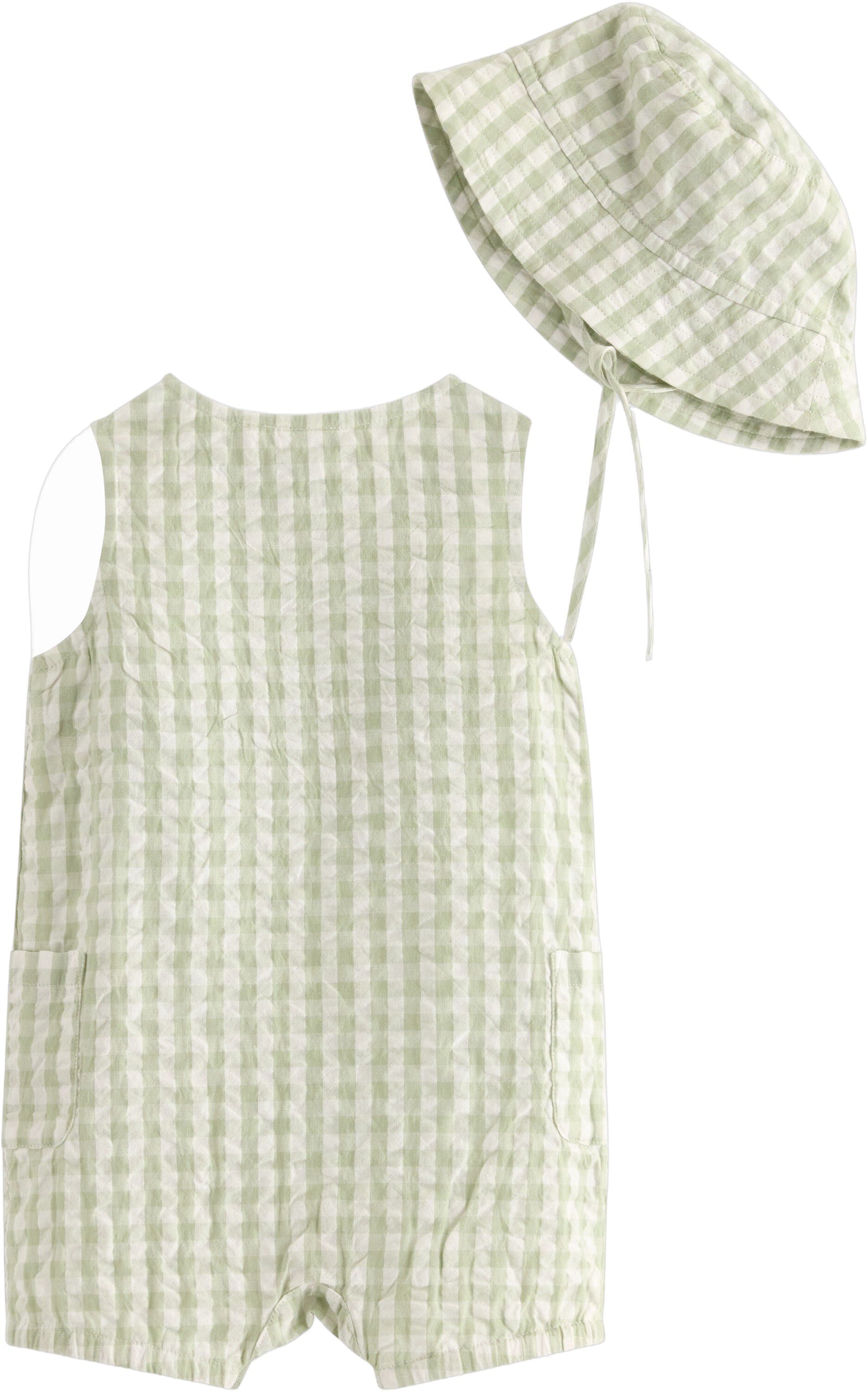 Sett i seersucker med romper og mat