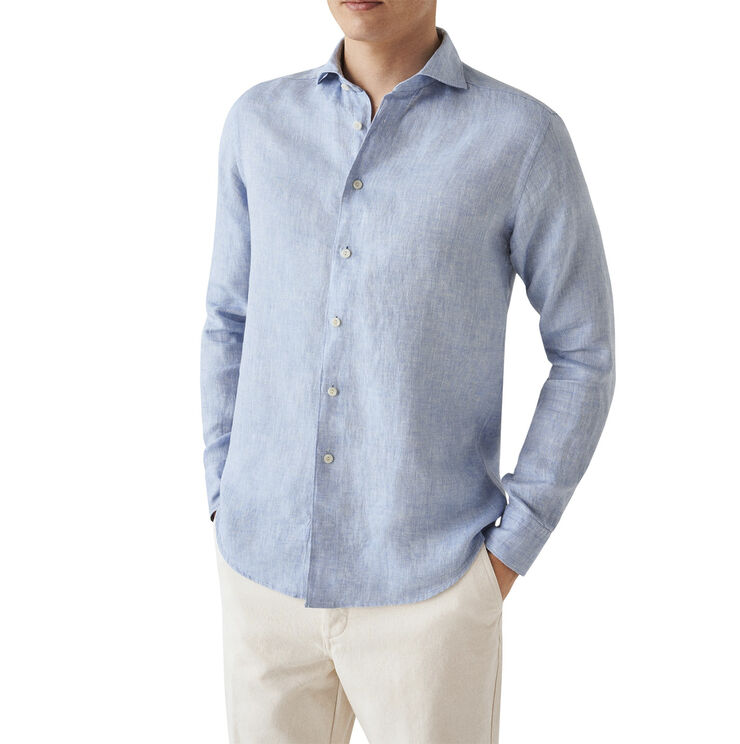 Contemporary Fit White Linen Twill Shirt