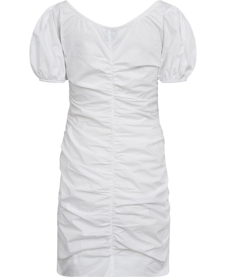 Cotton Poplin Gathered U-neck Mini