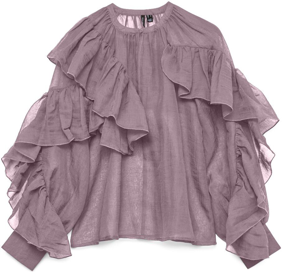 VMSABRINA LS O-NECK FLOUNCE TOP WVN