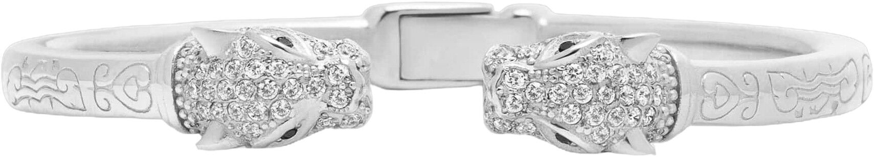 Men's Panther Bangle with CZ in Silver Plated Brass
