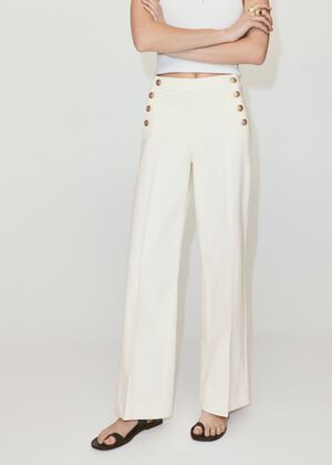 Wide-leg jeans with side buttons
