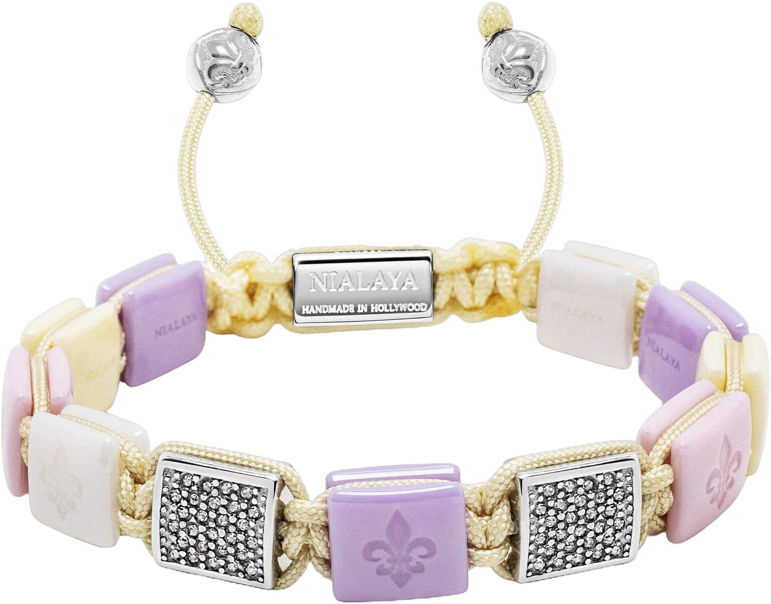 Women's White, Cream, Lavender & Soft Pink Ceramic Flatbead