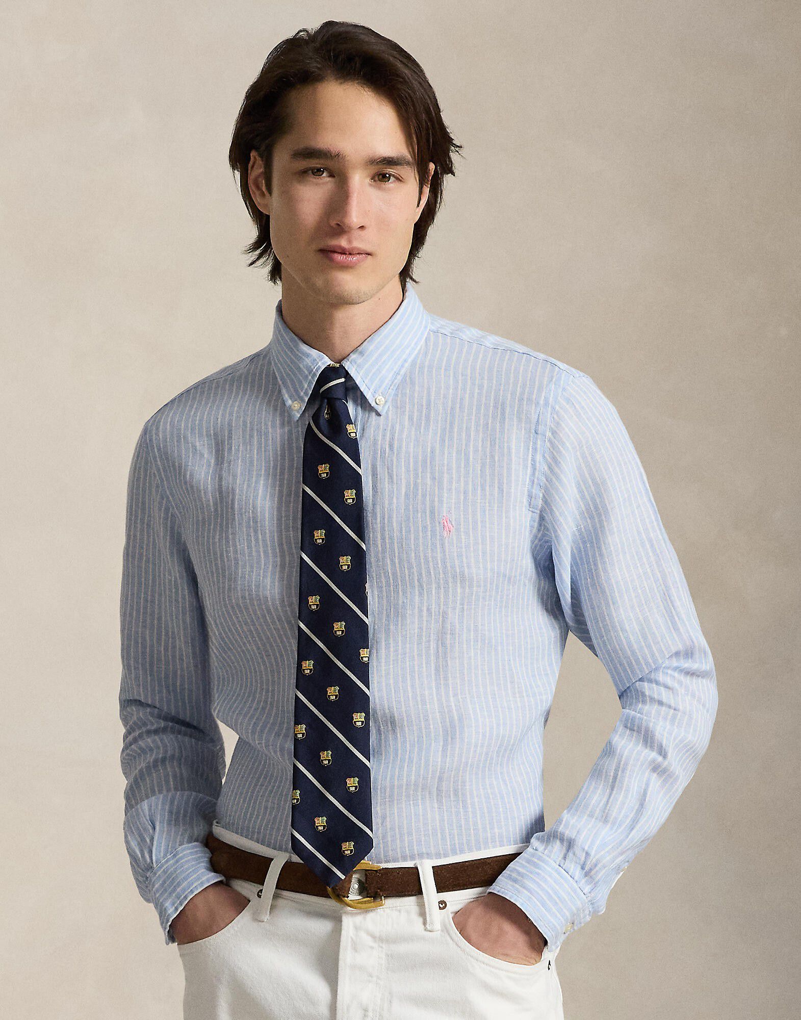 Custom Fit Striped Linen Shirt