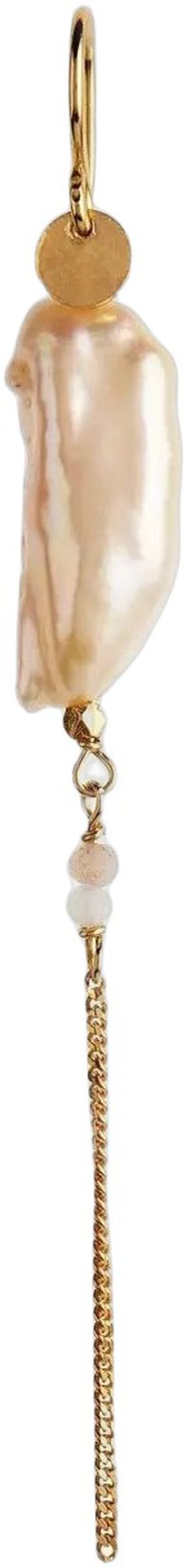 Long Baroque Pearl Peach Sorbet Ørering - Forgyldt