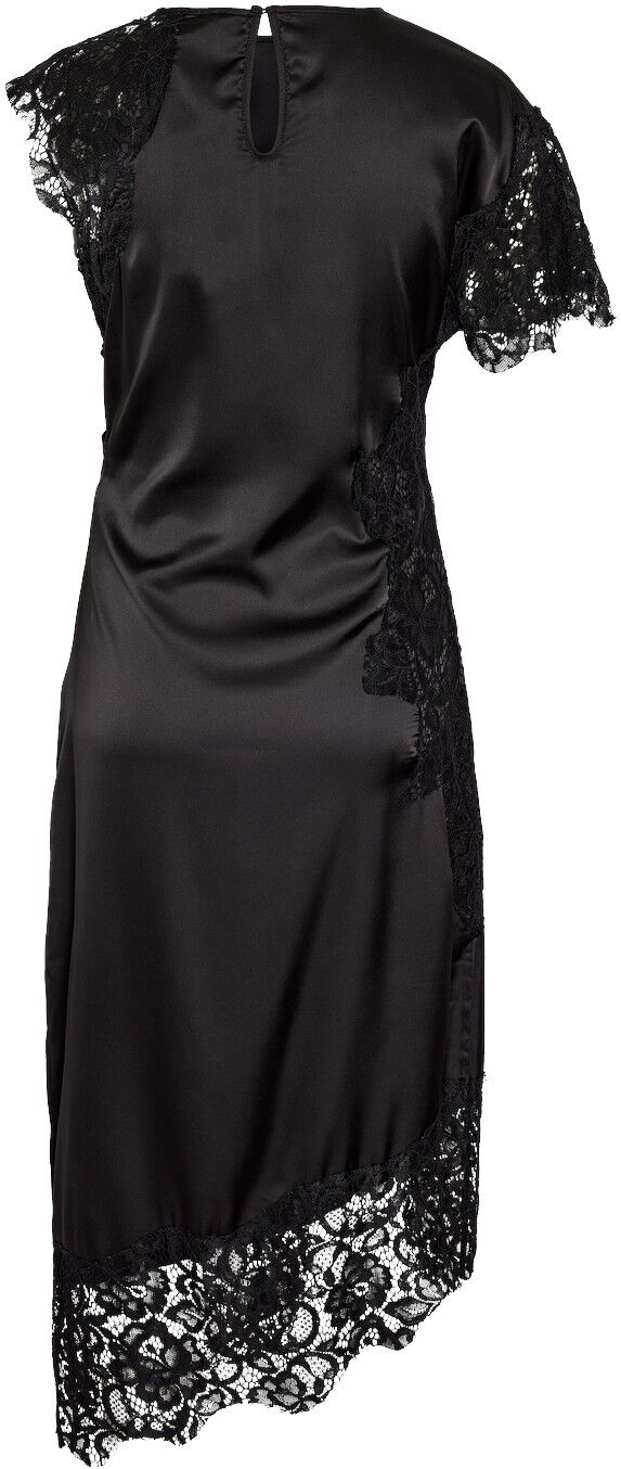NMWREN S/S SATIN LACE LONG DRESS