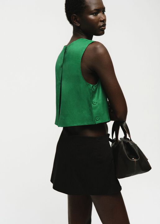 Linen blend top with buttons