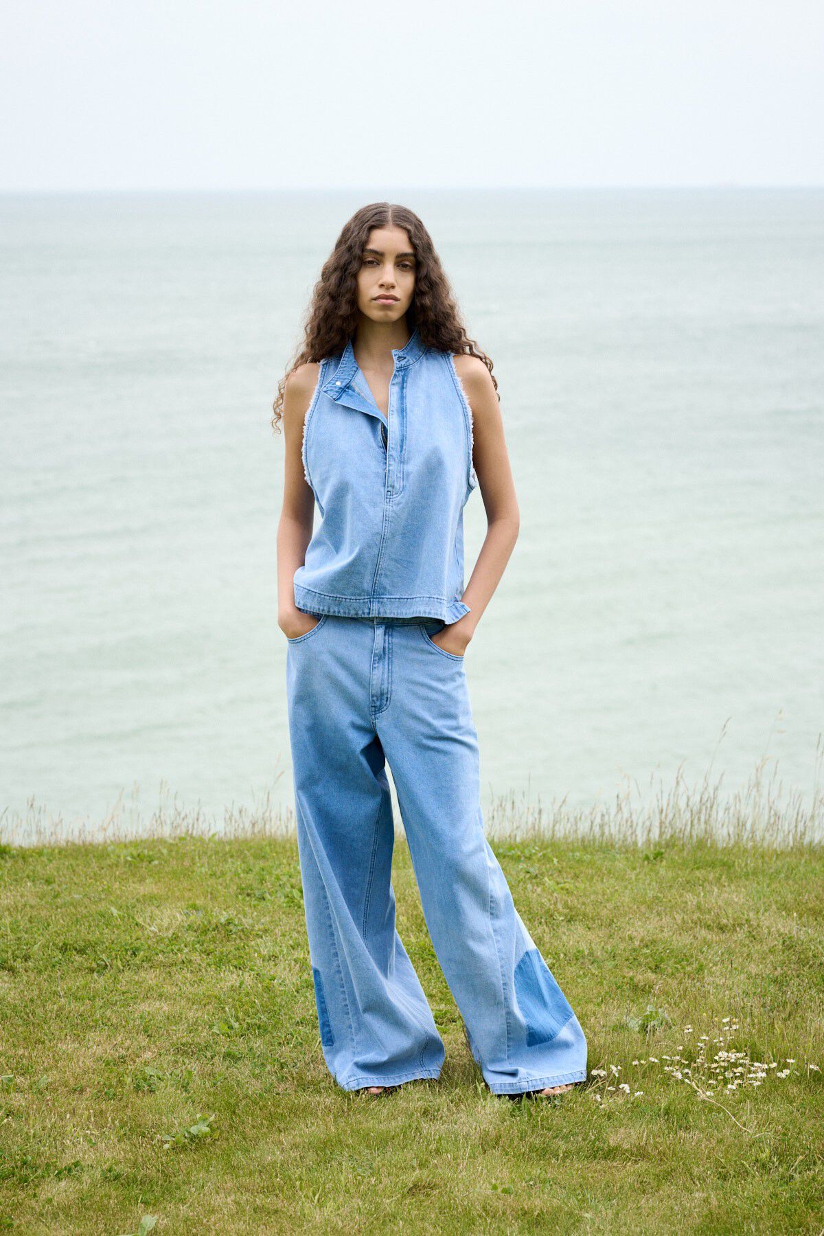 Light denim halter top - Faya