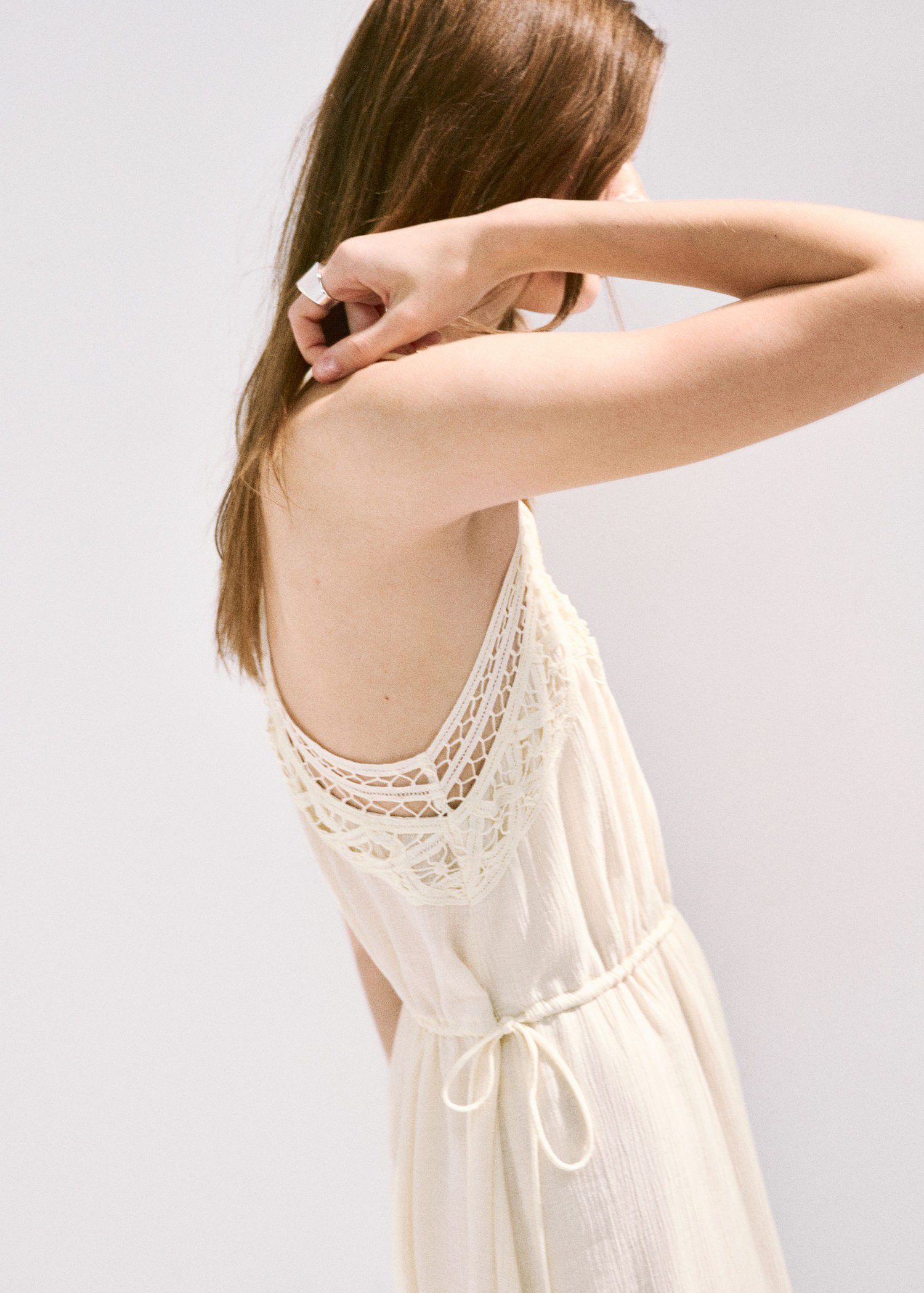 Embroidered cutwork crinkle dress