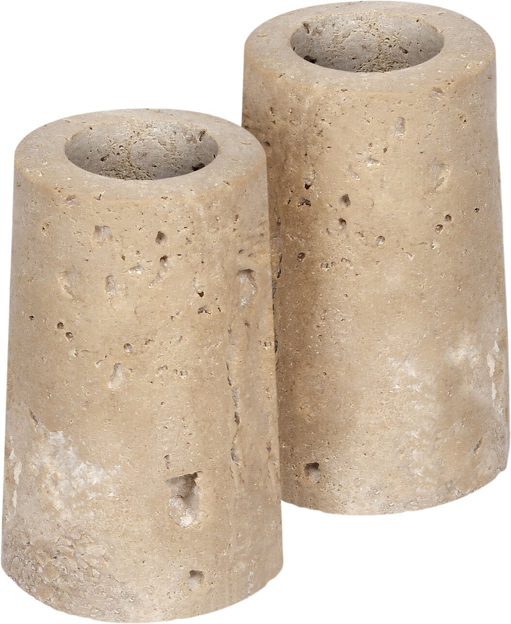 Travetine Candleholder taper, M, Desert beige, 2-pack, 3,5x6