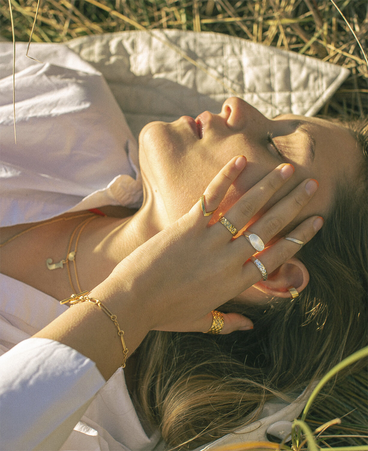 Reflection V-ring, gold-plated sterling silver-46