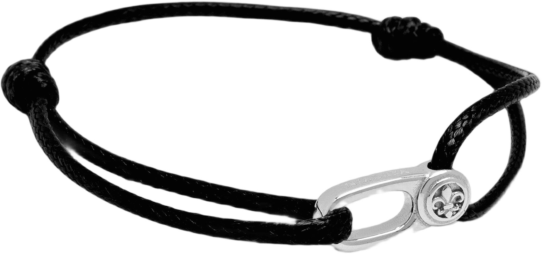 Black String Bracelet with Silver Hook