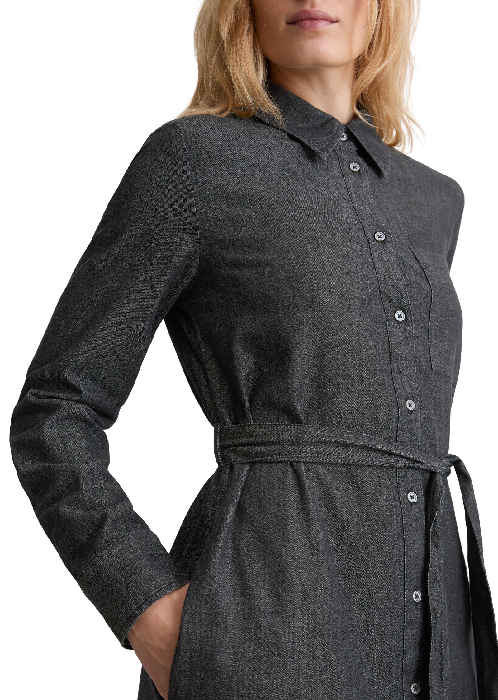 Dress, midi length, kent collar, bu