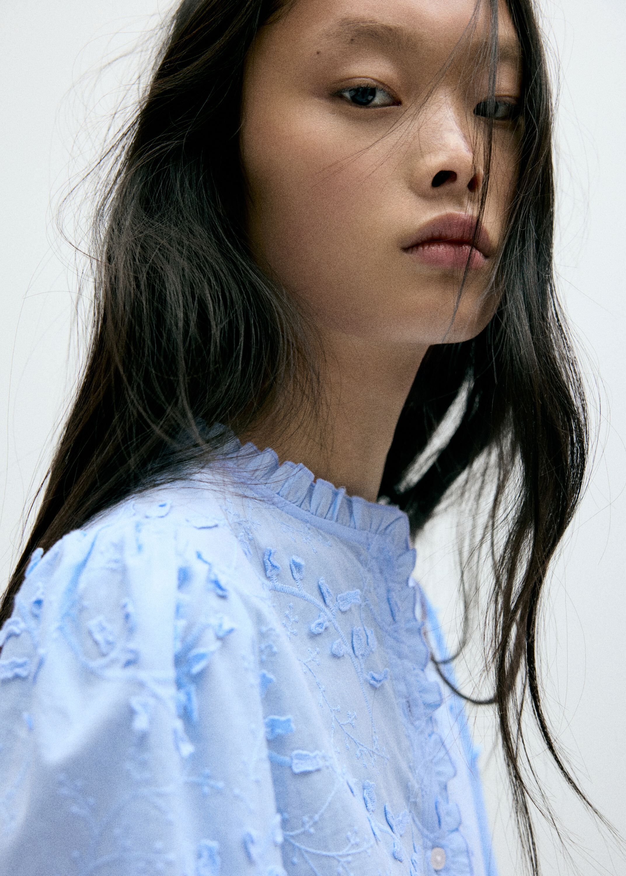 Embroidered blouse with frill detai