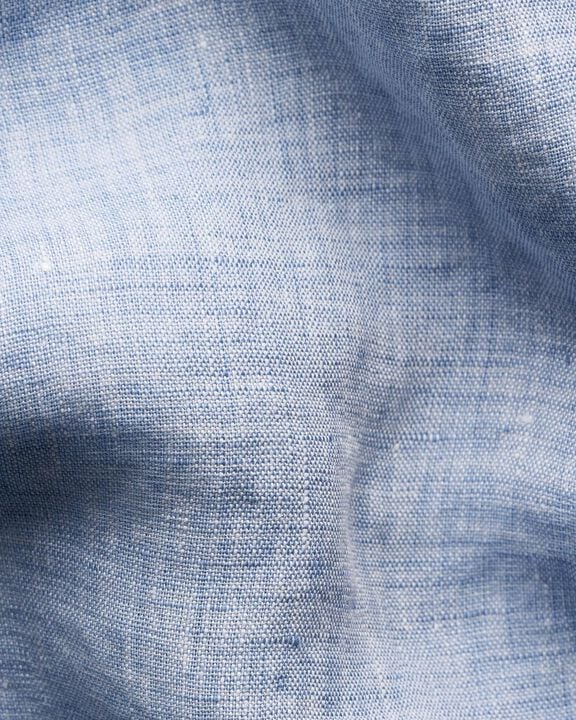 Regular Fit Light blue Solid Short Sleeve Linen Shirt