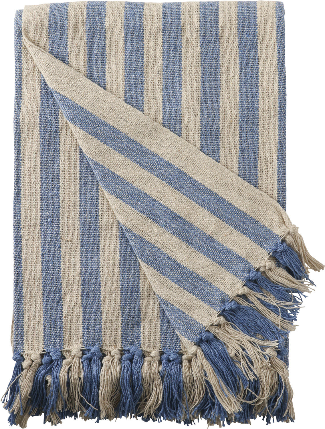 Plaid, Stribet-Lys Royal/Natur, 130x180 cm