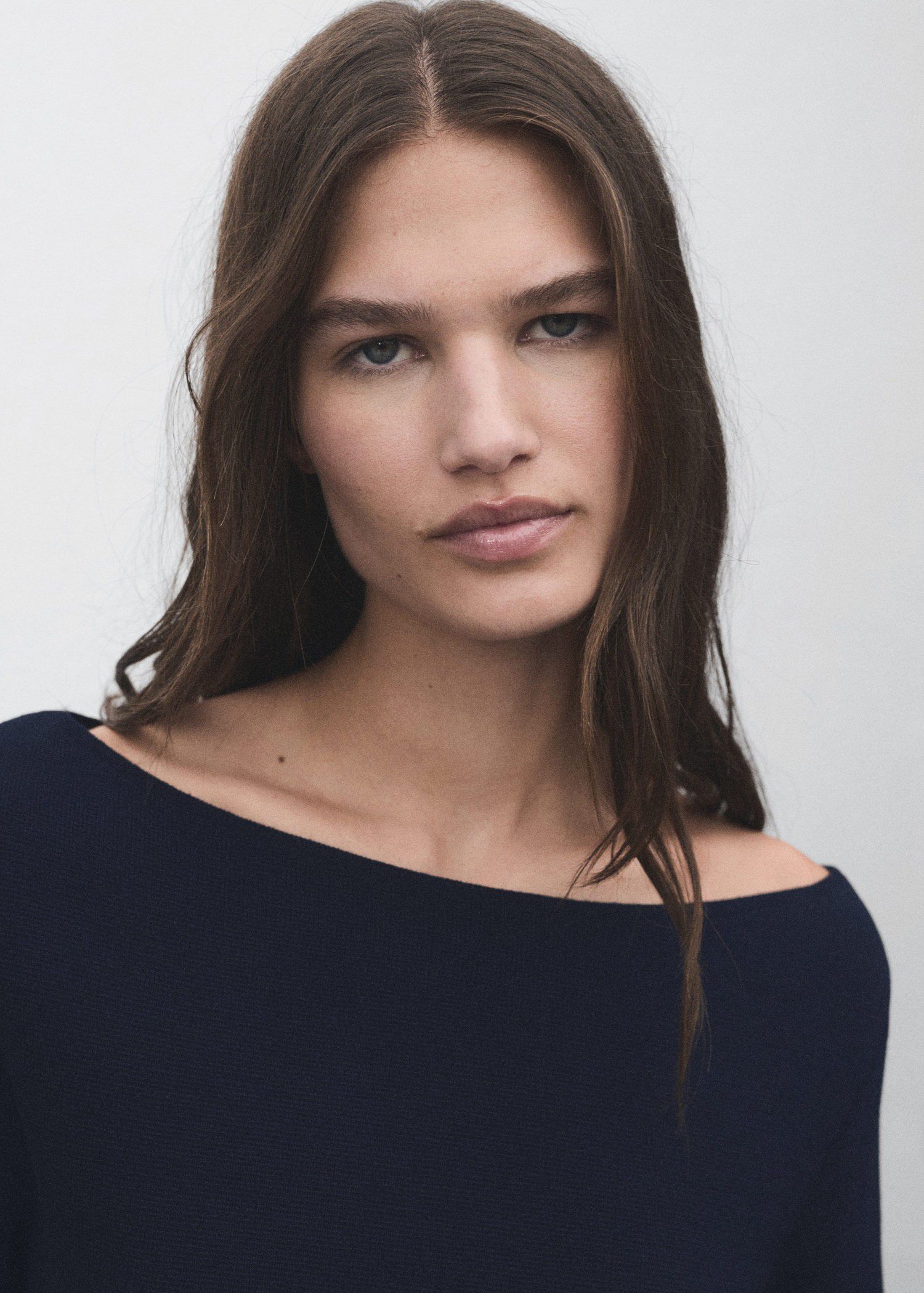 Fine-knit boat-neck sweater