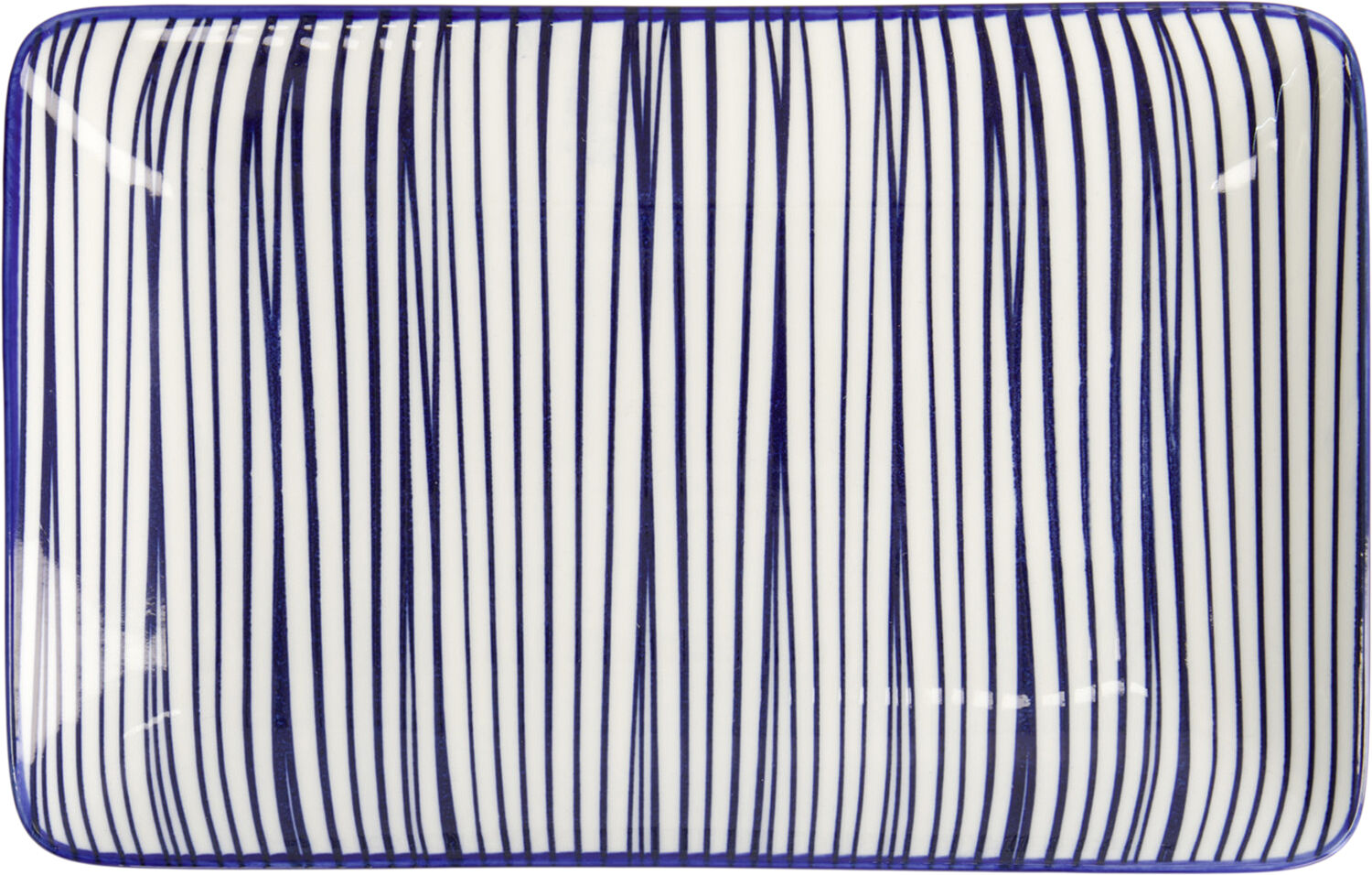 Nippon Bl&aring; plade rektangel 21x13,5cm Linjer