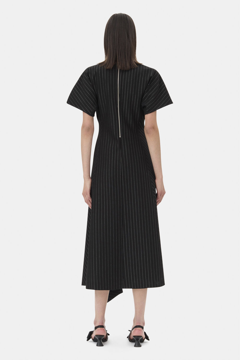 Compact Stripe Jersey Long Dress