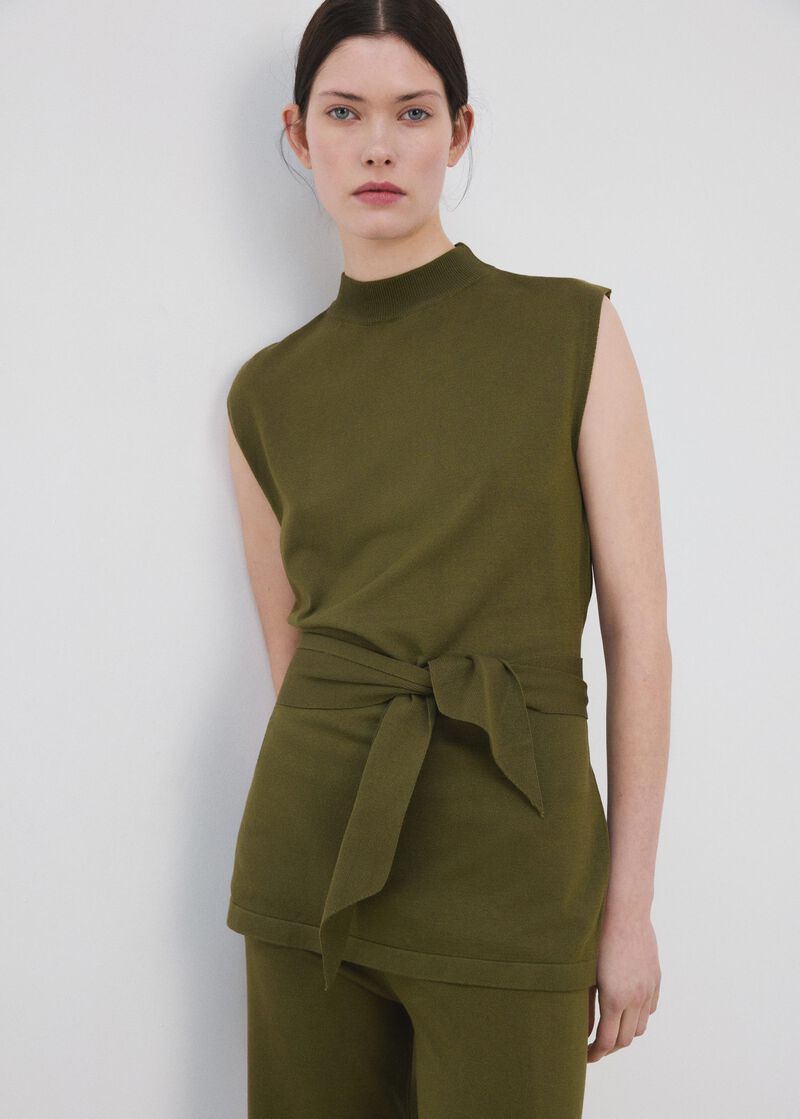 Belted Knitted Waistcoat