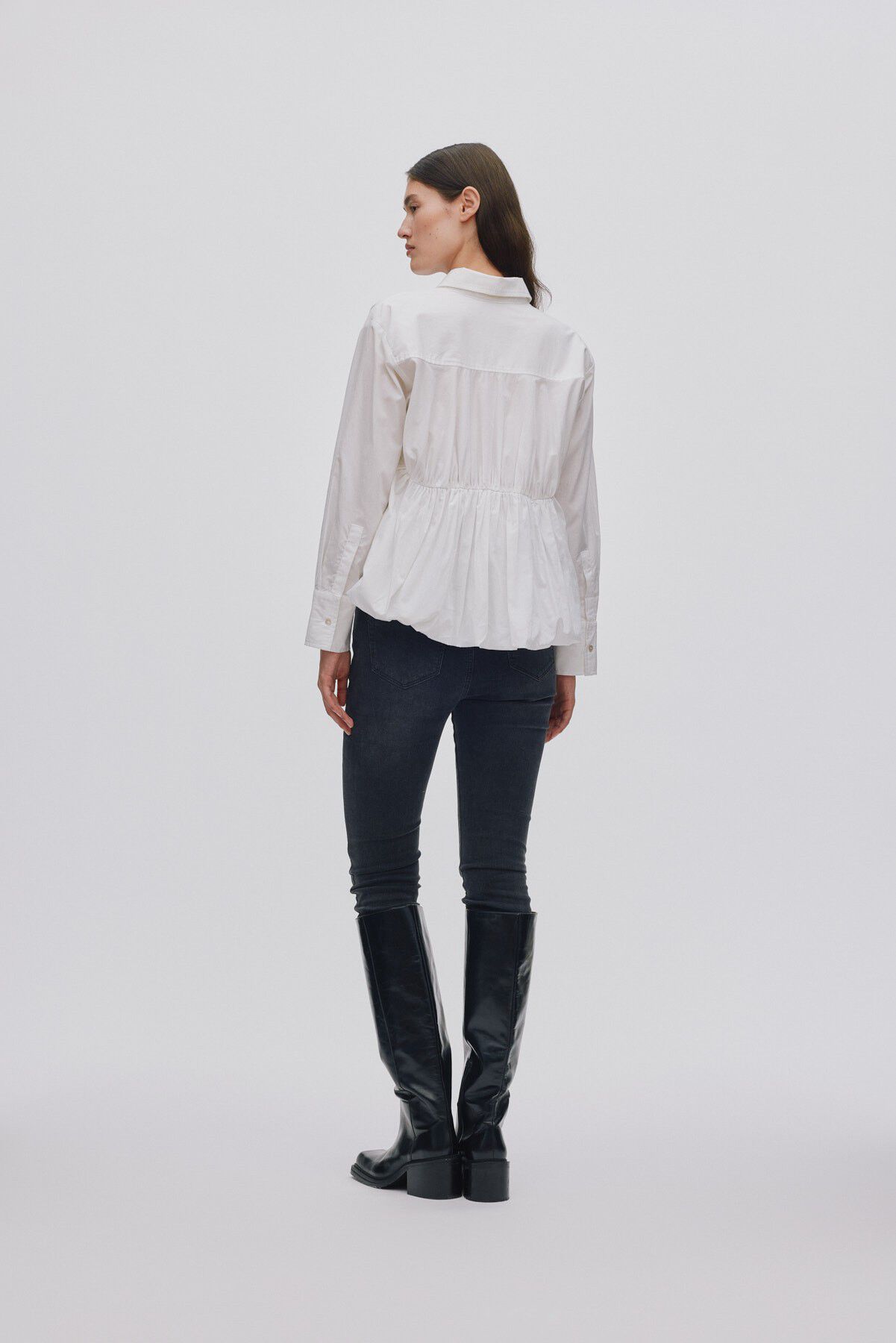 Poplin puffed hem shirt - Sophie