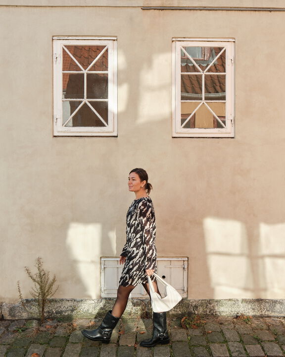 Luni Distressed Zebra Dress