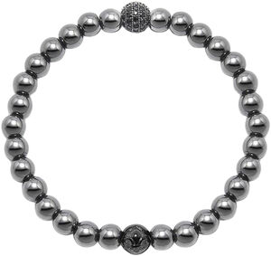 Men's Wristband with Hematite and Black CZ Diamond
