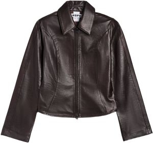 Sweep leather Shirt Red Wine Leather-36