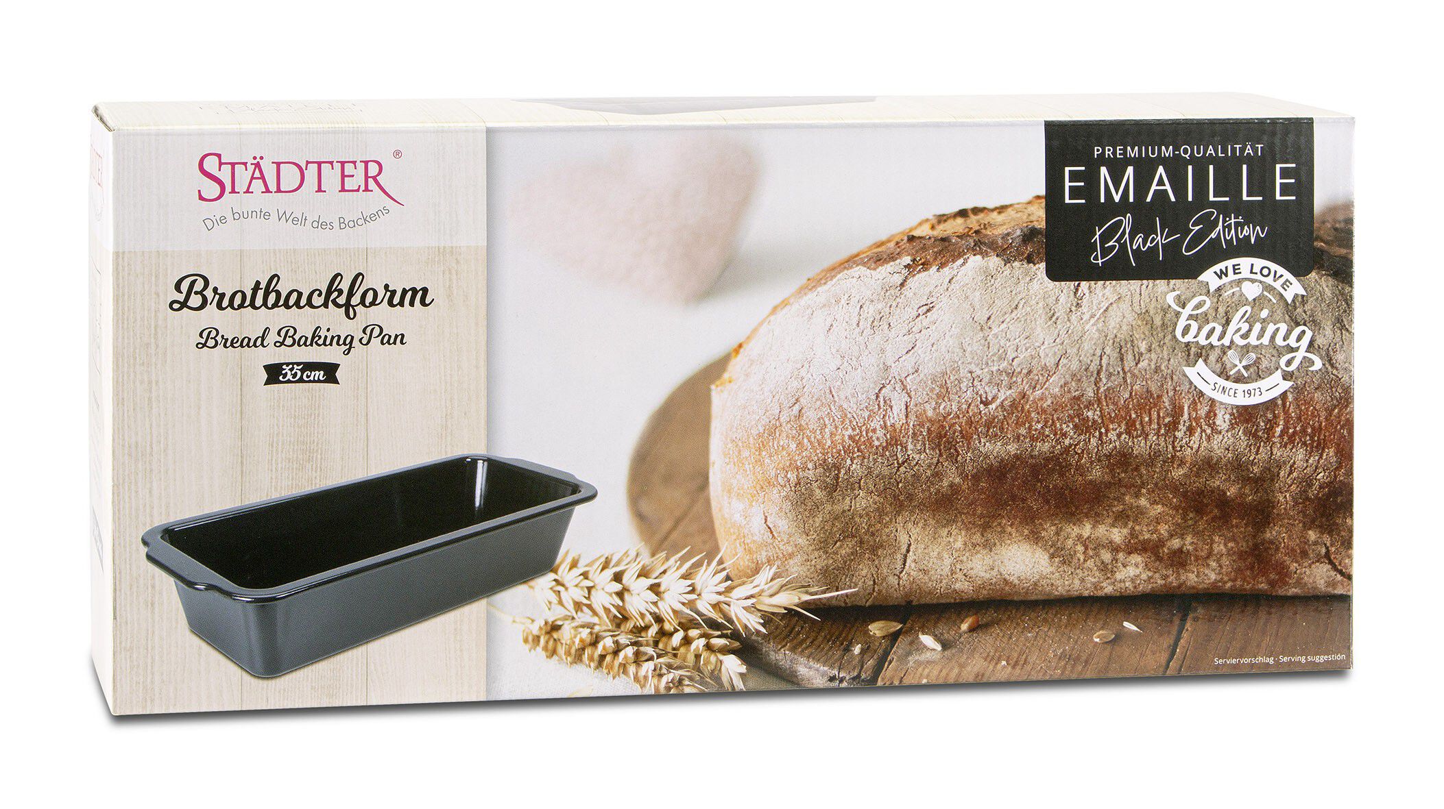 Br&oslash;dform EMALJE 35 x 14,5 cm / H 8 cm sort
