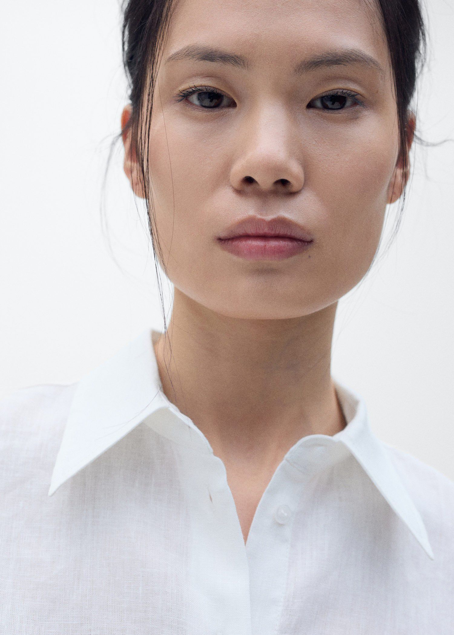 Short sleeve linen-blend shirt