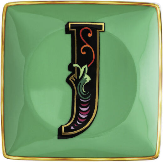 Bowl 12cm sq. flat, Holiday Alphabet J, Versace