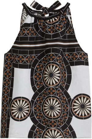 Woven Top, flared shape, bow at ba